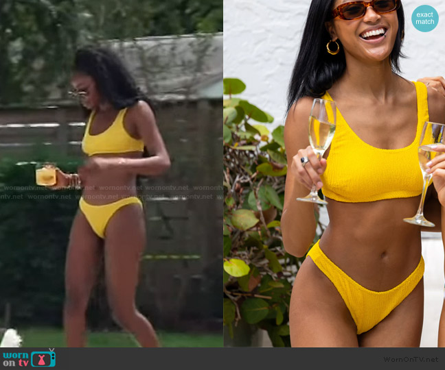 Kenny Flowers The Capri Luxe Crinkle Bikini Bottoms worn by Venita Aspen on Southern Charm