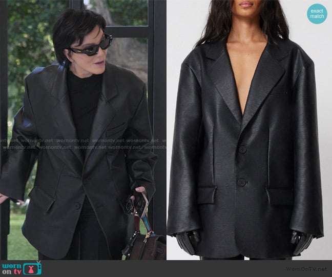 KHY Faux Leather Oversized Blazer worn by Kris Jenner (Kris Jenner) on The Kardashians