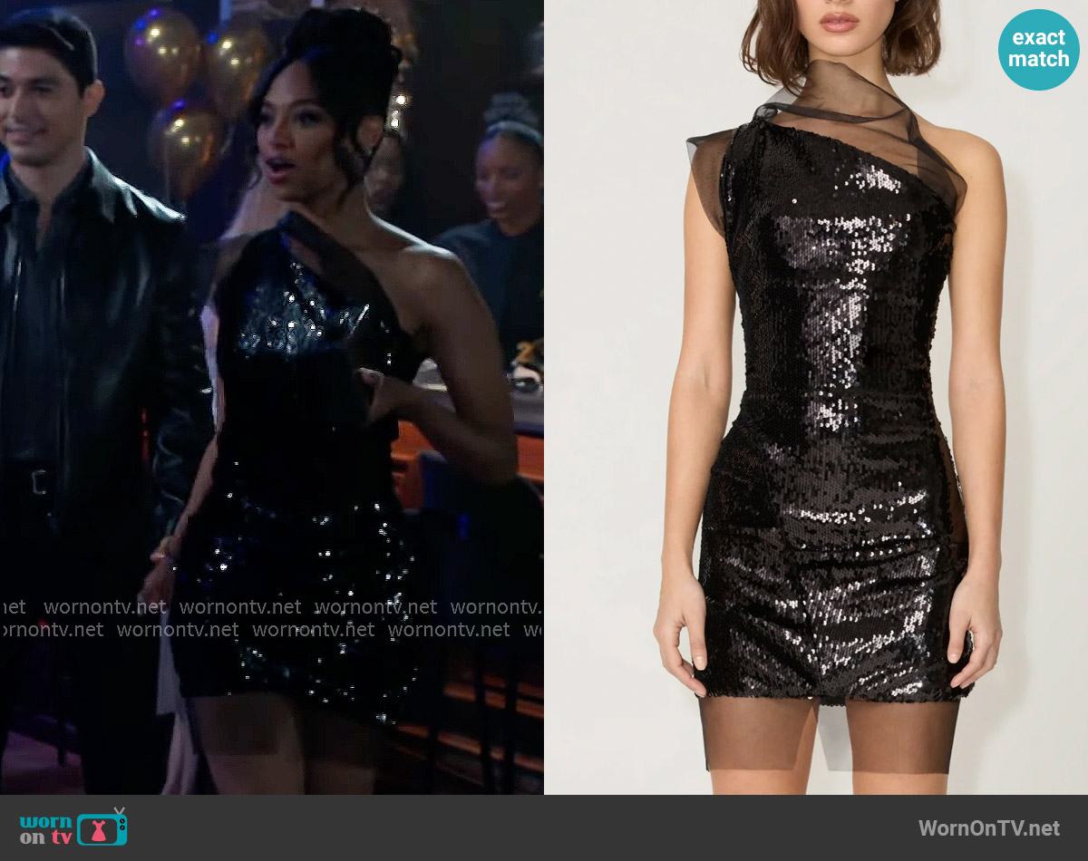 Khy Sequin One Shoulder Mini Dress worn by Kat Richardson (Colby Muhammad) on Beyond the Gates