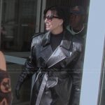 Kris’s black leather trench coat on The Kardashians