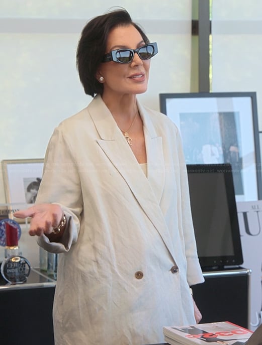 Kris’s white linen blazer on The Kardashians