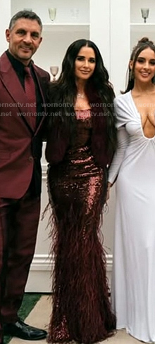Kyle’s sequin feather trim gown on The Real Housewives of Beverly Hills