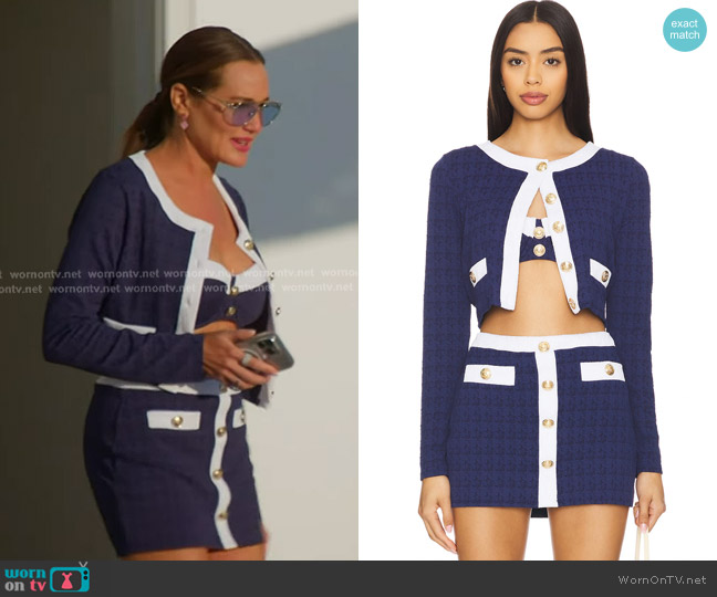 L'Agence Adaline Swim Cardigan in Color Block Chic Marine worn by Meredith Marks on The Real Housewives of Salt Lake City