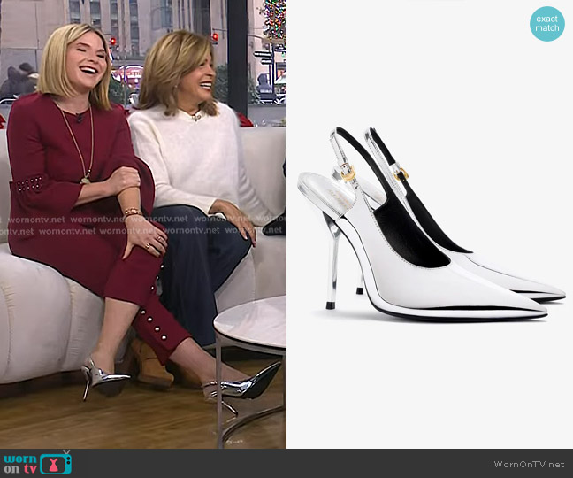 Larroudé x Altuzarra Pump in Silver Specchio worn by Jenna Bush Hager on Today