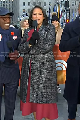 Laura’s black plaid coat on Today