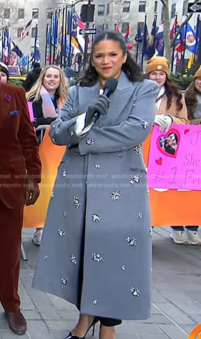 Laura’s grey embellished coat on Today