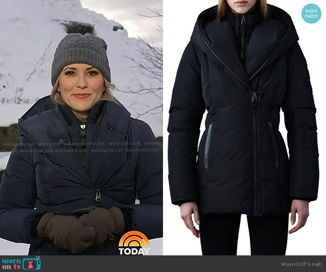Mackage Adali Hooded Water Repellent Down Jacket worn by Erin McLaughlin on Today