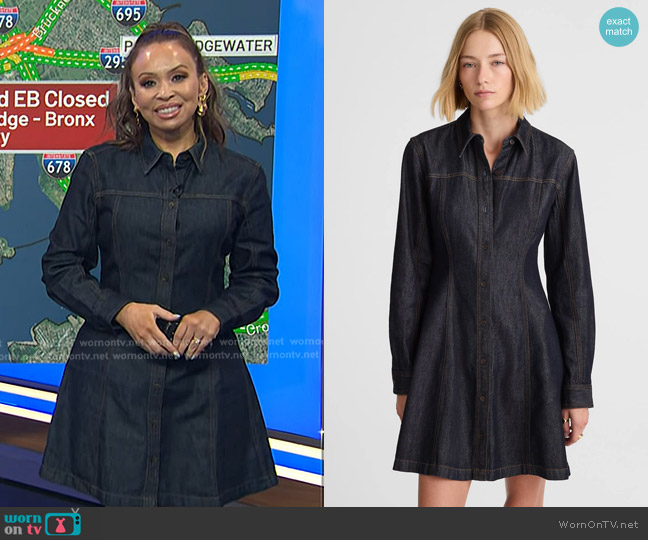 Madewell Airy Denim Seamed Shirtdress in Rinse Wash worn by Adelle Caballero on Today