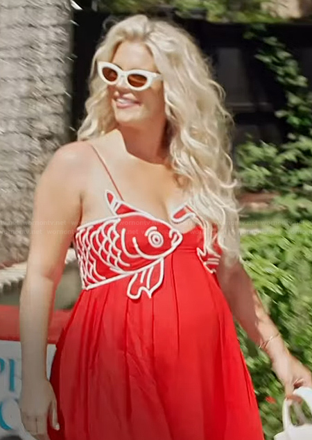 Madison’s red fish embroidered dress on Southern Charm