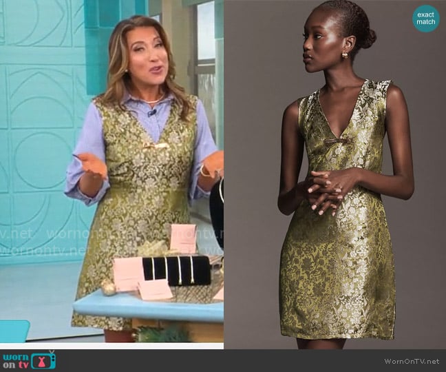 Maeve Sleeveless Brocade Shift Mini Dress worn by Courtney Cason on CBS Mornings