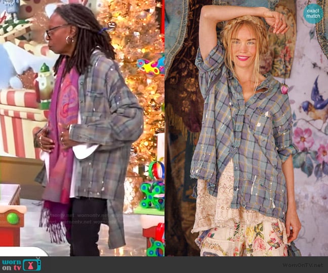Magnolia Pearl Check Adison Workshirt worn by Whoopi Goldberg on The View