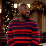 Malcolm’s red striped sweater on The Neighborhood