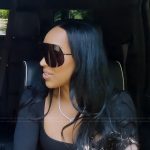 Malika’s black shield sunglasses on The Kardashians