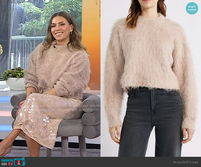 Mango Brushed Mock Neck Sweater in Light/ Pastel Grey worn by Melissa Garcia on Today