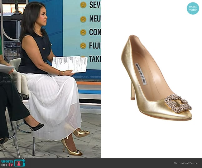 Manolo Blahnik Hangisi 105 Nappa Pump worn by Laura Jarrett on Today