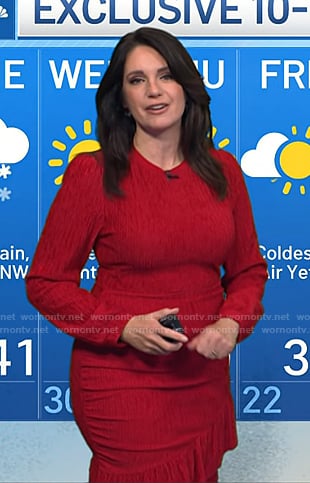 Maria’s red ruffle hem dress on Today