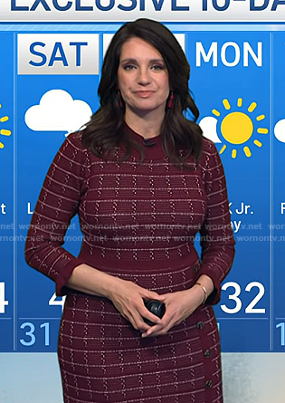 Maria’s red windowpane check sweater dress on Today