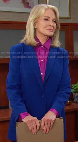 Marlena’s blue long blazer on Days of our Lives