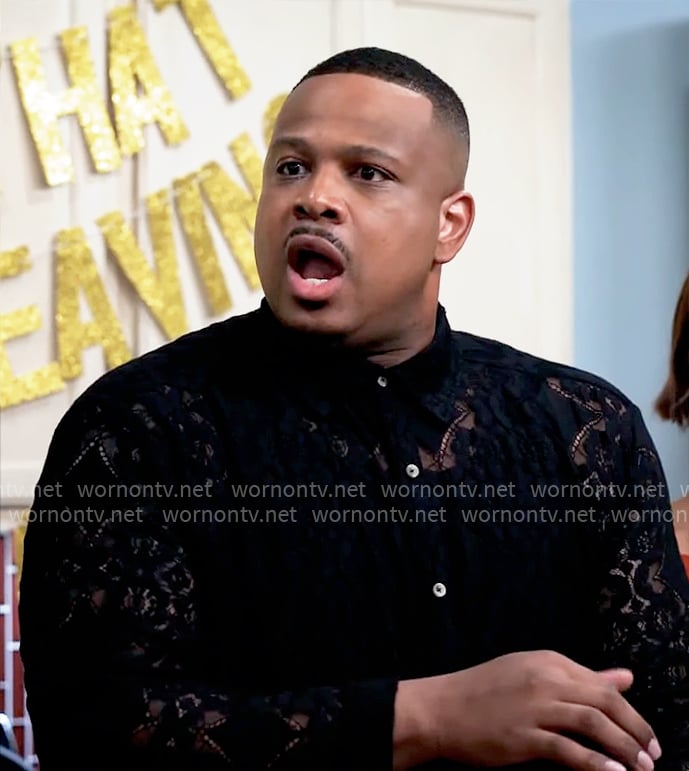 Maurice’s black lace shirt on Tyler Perrys Sistas