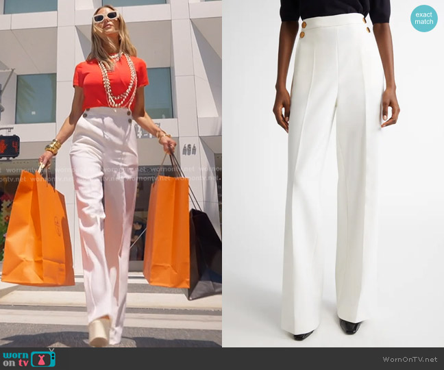 Max Mara Polonia Wide Leg Stretch Virgin Wool Canvas Pants worn by Dorit Kemsley on The Real Housewives of Beverly Hills