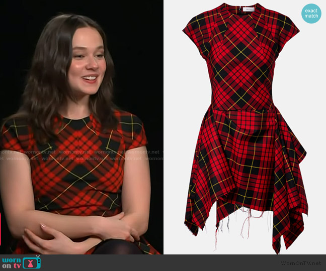 McQueen Asymmetric minidress worn by Cailee Spaeny on Access Hollywood