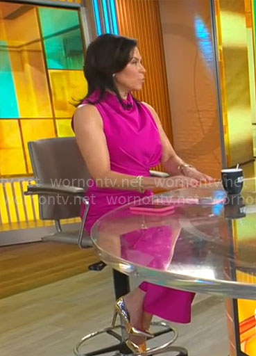 Meg Oliver’s pink jumpsuit on CBS Mornings