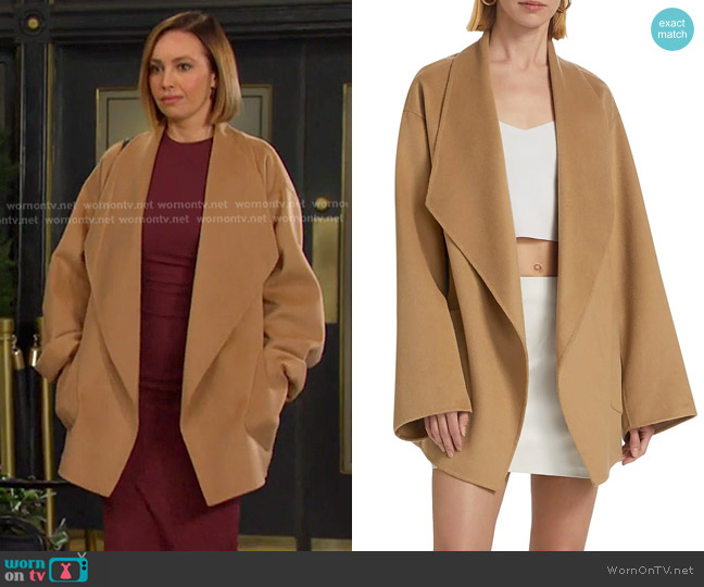 Mekia Double Face Wool Coat in Camel worn by Gwen Rizczech (Emily O'Brien) on Days of our Lives