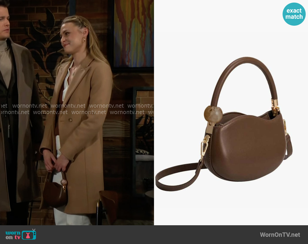Melie Bianco Jennie Bag in Chocolate worn by Claire Grace (Hayley Erin) on The Young and the Restless