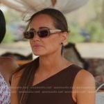 Meredith’s brown one-shoulder swimsuit on The Real Housewives of Salt Lake City