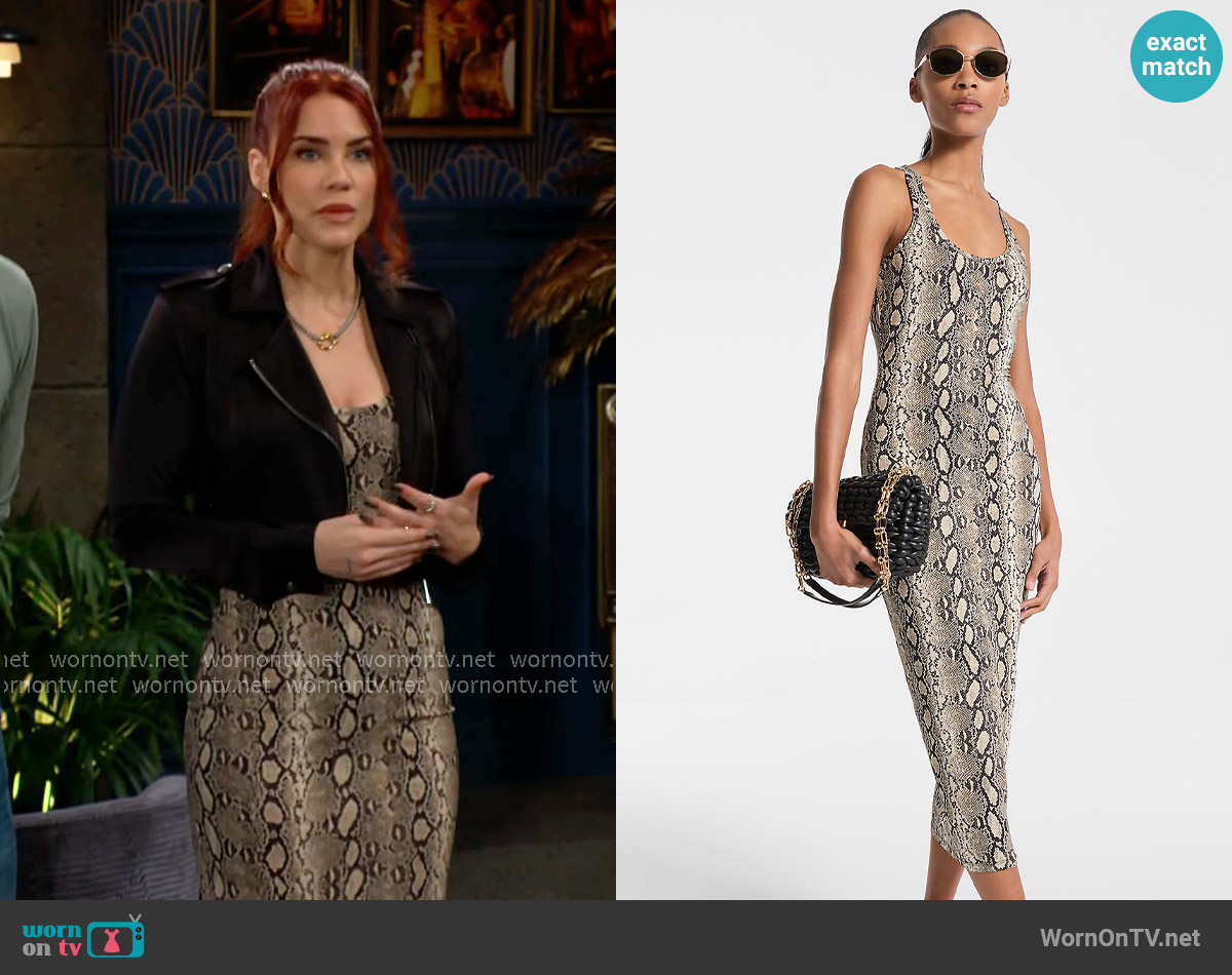 MICHAEL Michael Kors Snake Print Stretch Jersey Racerback Dress worn by Sally Spectra (Courtney Hope) on The Young and the Restless