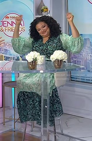 Michelle Buteau’s green print panel dress on Today