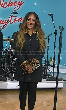 Mickey Guyton’s black blazer dress with leopard collar and cuff on Today