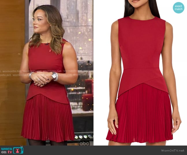 Milly Haddy Pleated Dress in Wine worn by Haley Anderson on Good Morning America