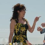 Bianca’s black and yellow floral print dress on Emily in Paris