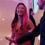 Mindy’s pink hooded mini dress on Emily in Paris