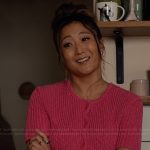 Mindy’s pink lace trim cardigan and shorts on Emily in Paris