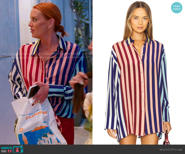 Muma World Oversized Shirt in Stripe worn by Whitney Rose on The Real Housewives of Salt Lake City