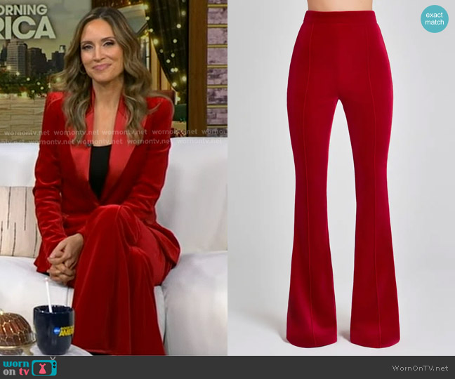 Nadine Merabi Beatrice Flare Leg Trousers worn by Rhiannon Ally on Good Morning America