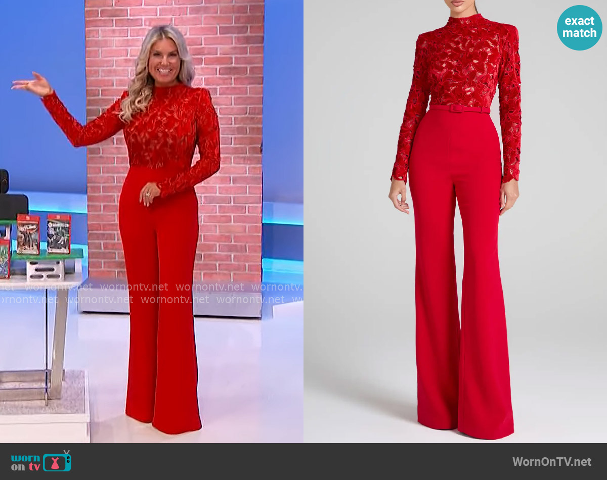 Nadine Merabi Eleanor Wide Leg Jumpsuit worn by Rachel Reynolds on The Price is Right