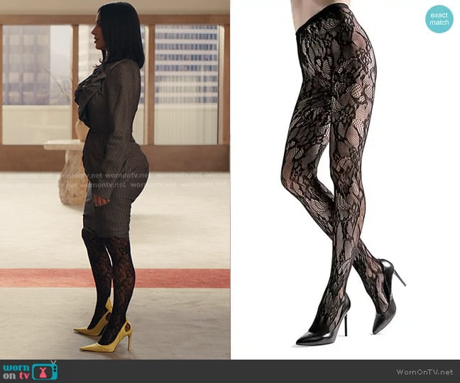 Natori Lace Cut Out Fishnet Tights worn by Allura Grant (Kim Kardashian) on Alls Fair
