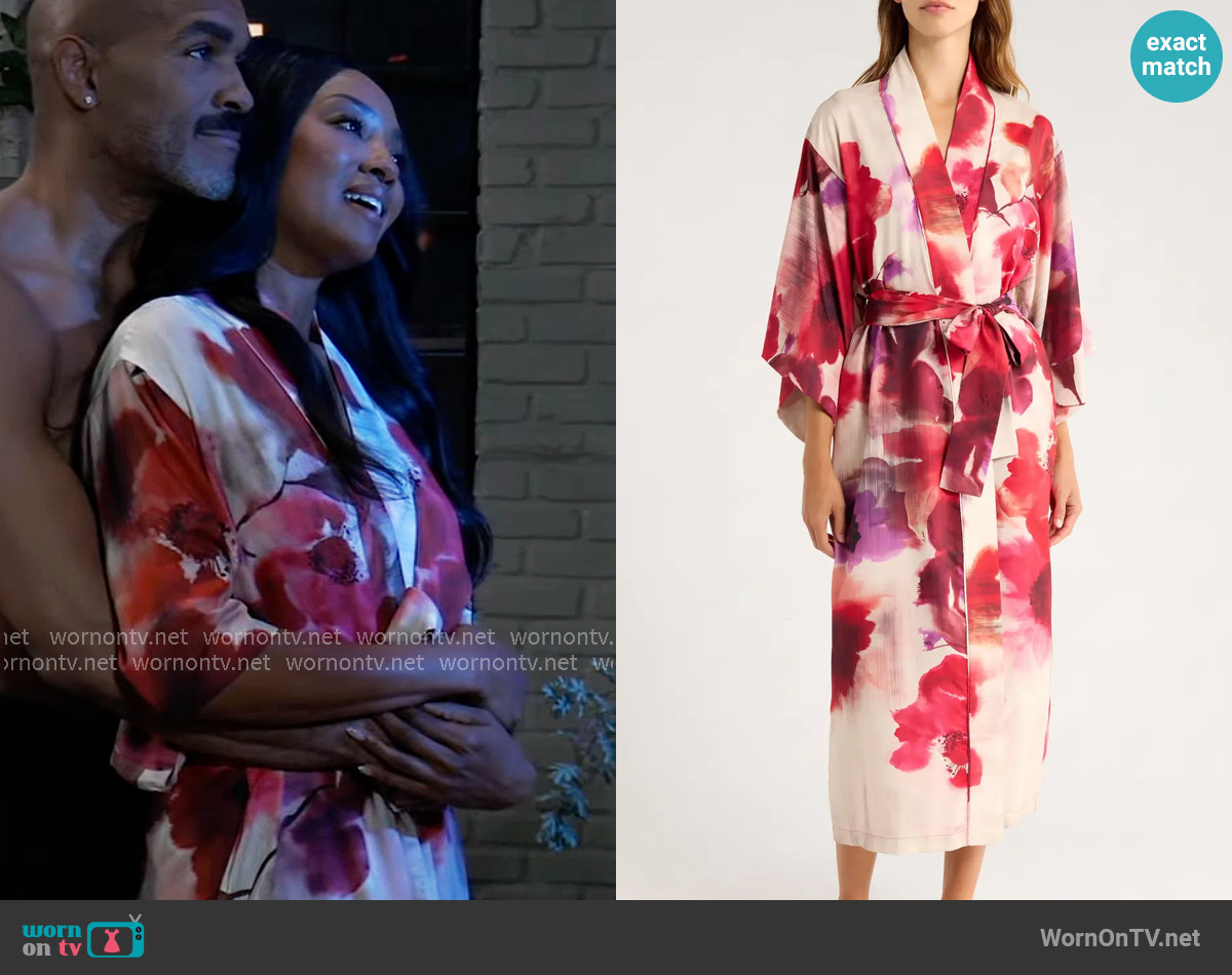 Natori Loren Charmeuse Robe worn by Jordan Ashford (Tanisha Mariko Harper) on General Hospital