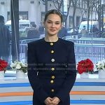 Cailee Spaeny’s navy button down jacket and skirt on Today