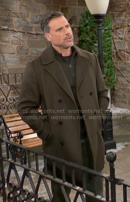 Nick’s olive green coat on The Young and the Restless
