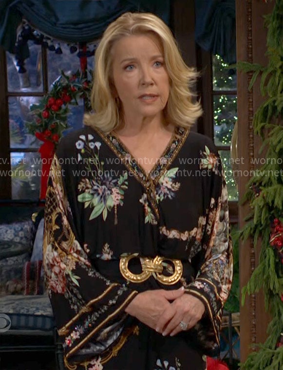Nikki’s black floral dress on The Young and the Restless