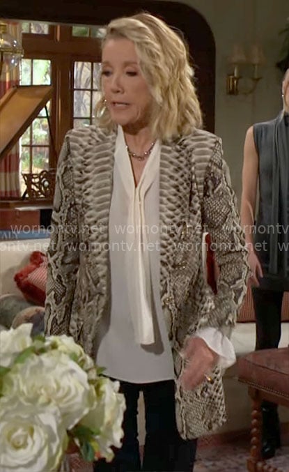 Nikki’s snakeskin print blazer on The Young and the Restless