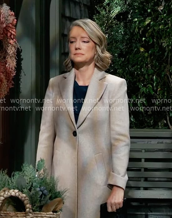 Nina’s taupe coat on General Hospital
