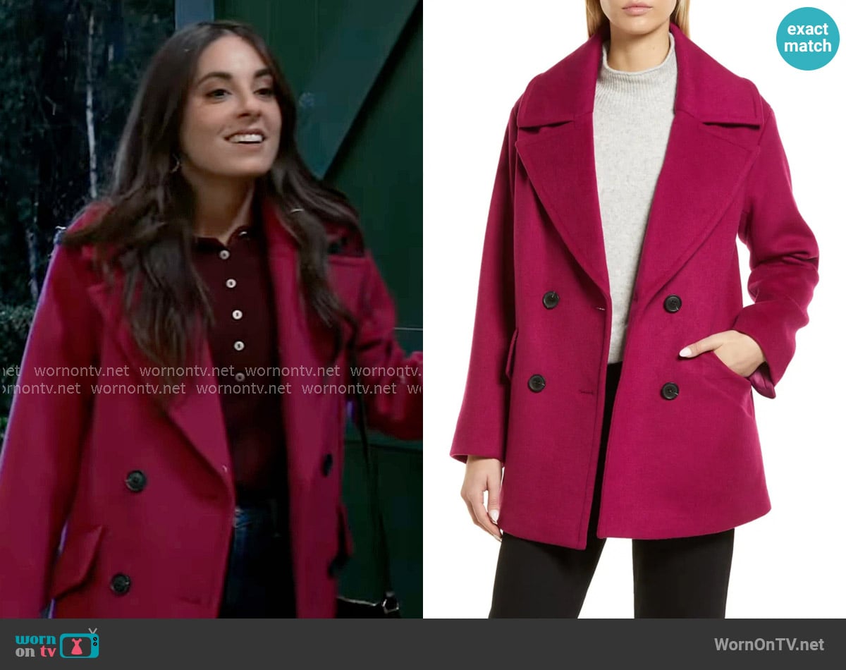 Nordstrom Short Wool Blend Peacoat worn by Molly Lansing-Davis (Kristen Vaganos) on General Hospital