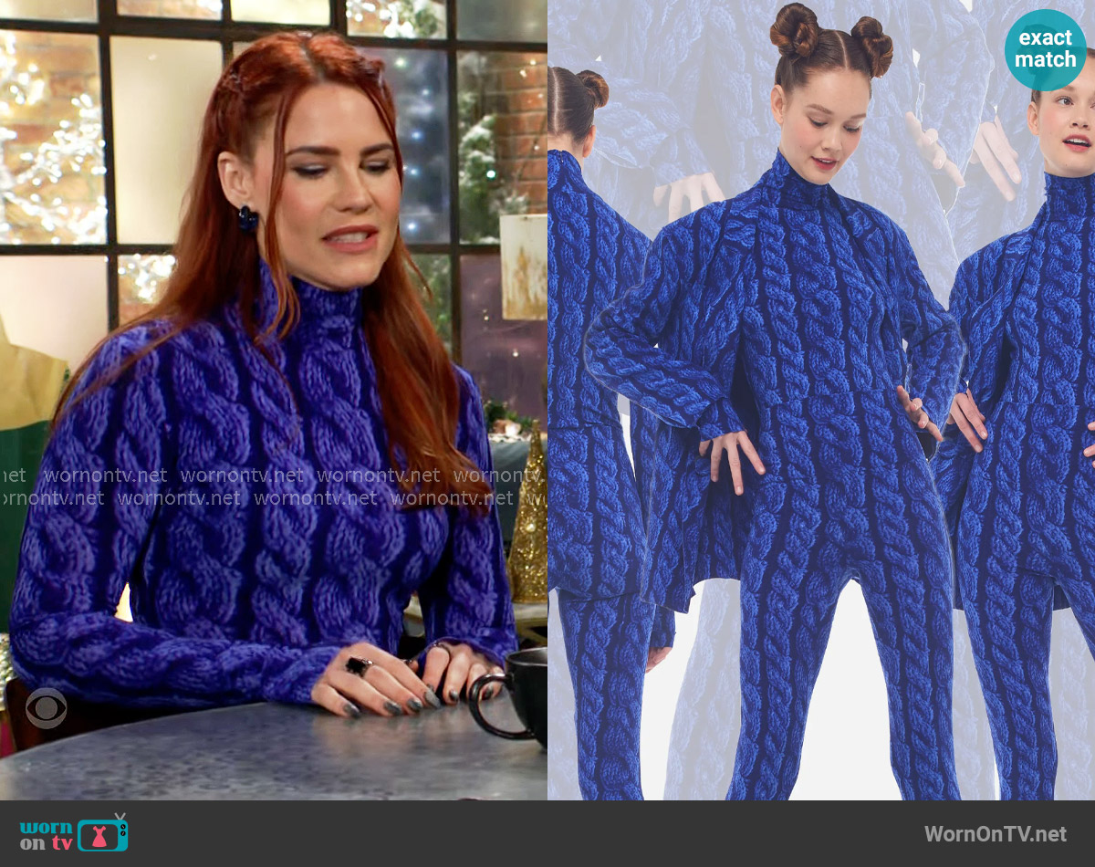 Norma Kamali Resort 2023 Collection Top worn by Sally Spectra (Courtney Hope) on The Young and the Restless