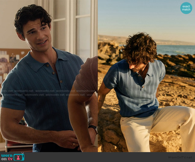 Octobre Rio Knit Polo worn by Nicolas de Léon (Paul Forman) on Emily in Paris