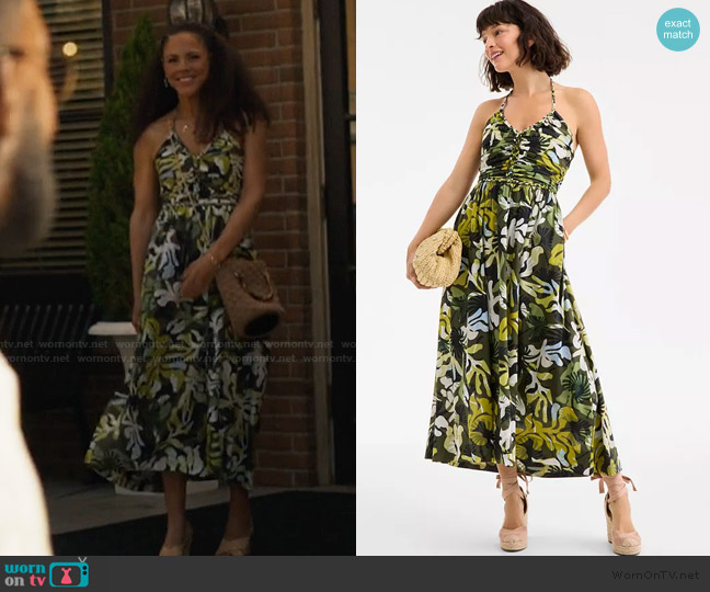 On 34th Braided-Trim Halter Maxi Dress worn by Penelope ( Lenora Crichlow) on Bel-Air
